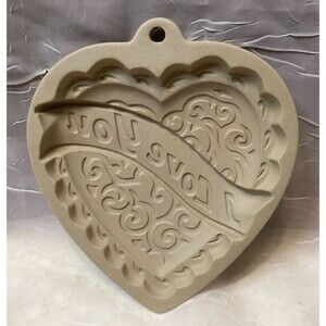 Heart Shaped Pottery Cookie Chocolate Mold "I Love You" Wilton 1997 Baking